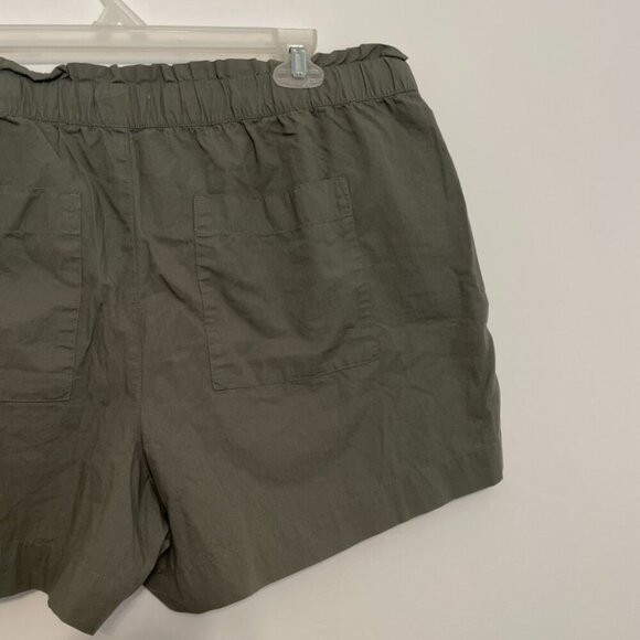 ANN TAYLOR LOFT Olive Green High Rise Drawstring Cotton Pull On Paperbag Shorts - Picture 11 of 15
